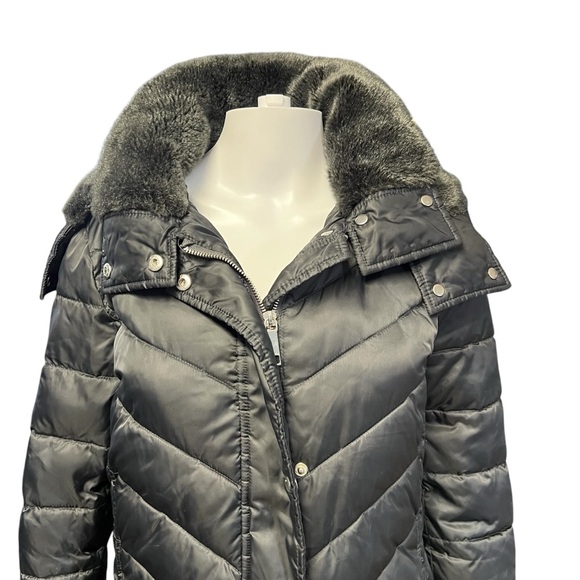 Nine West - Women’s MIDI PufferJacket Faux Fur Hood Sz. MD - Picture 3 of 8